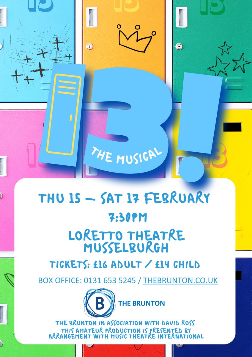 DavidRossDrama's tweet photo. In the February break our teenage participants of @TheBrunton take to the stage to perform #13themusical - The popular stage musical which has been adapted for #Netflix.🎬

Running at Loretto Theatre 17th February 2024.

See link for info/ tickets 🎫 🎟️ 
https://t.co/SmoNg4t0A9 https://t.co/Iy5AIOYLL8