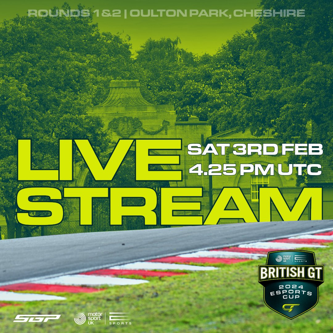 SimracingGP's tweet photo. π’1 DAY TO GO until the first round of the British GT Esports Cup on https://t.co/6f3hdXCuWgπ
Tune in to watch the action live via Motorsport UK's Youtube channel.
#SimRacing #SGP #SimracingGP #ESports #MotorsportUK #BritishGT #BeACC #OultonPark #AssettoCorsaCompetizione https://t.co/hruRnyibHe