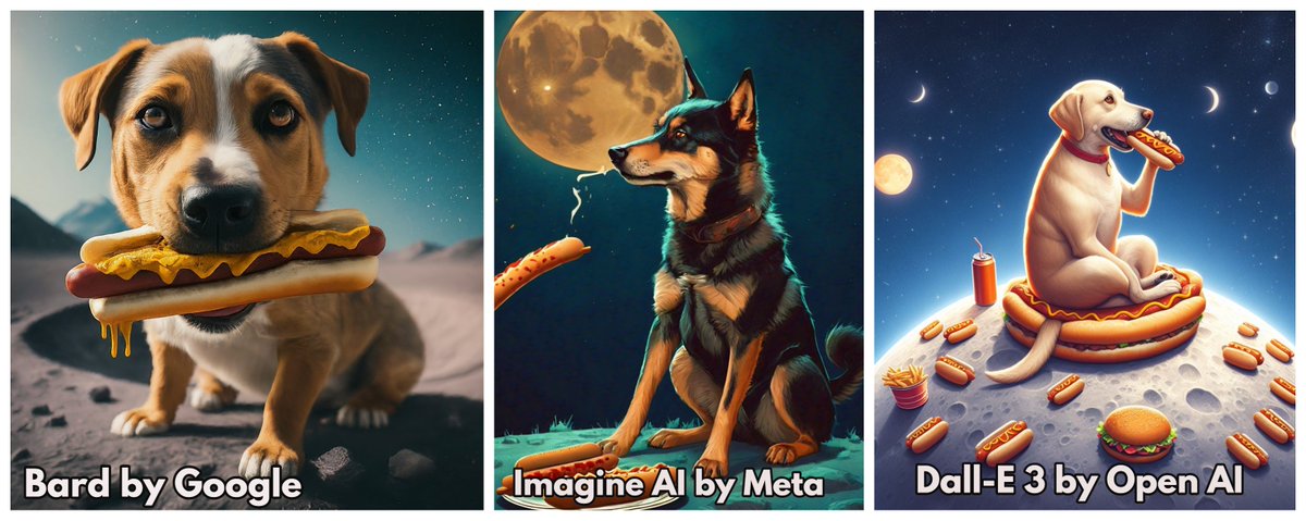 Mashar_Says's tweet photo. I compared the image generation capabilities of Bard, Imagine AI by Meta, and Dall-E 3  I found the image generated by Imagine AI to be the most captivating due to its intricate details and vibrant colors. While you consider the images from Dall-E 3 and Bard to be good as well. https://t.co/LGSls4N29D