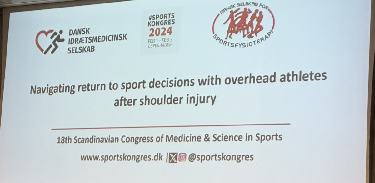 It’s almost time for what looks to be a great session on shoulder injury and return to sport with @martinasker and @benashworth @sportskongres 2024.