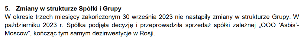 corgi_inwestor's tweet image. Taki tam wycinek z 13. strony raportu kwartalnego za Q3'23 spółki #Asbis. Co dla jednych jest szokiem i/lub okazją do plucia na spółkę, dla innych żadnym zaskoczeniem nie jest, jeśli czyta się raporty. 🤭
Być może za wcześnie, ale postanowiłem... dokupić mały pakiet akcji 😉