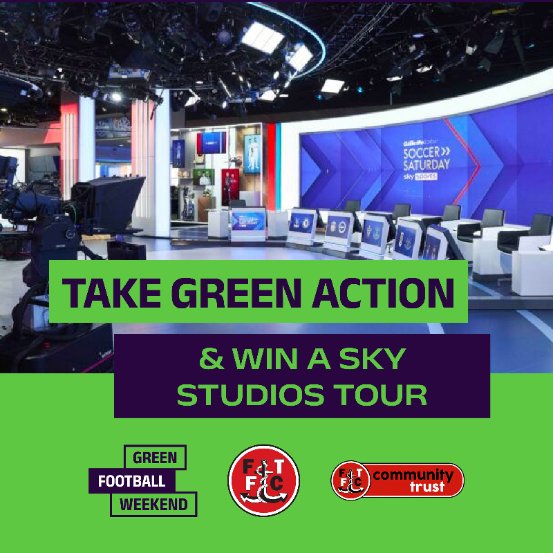 ftfc's tweet photo. Take action this #GreenFootballWeekend 👊
Score green goals for #ftfc and win amazing prizes, including Championship Play-off Final tickets, a behind-the-scenes tour of Sky Studios and more! 🙌
#OnwardTogether | #TransferToVeg
