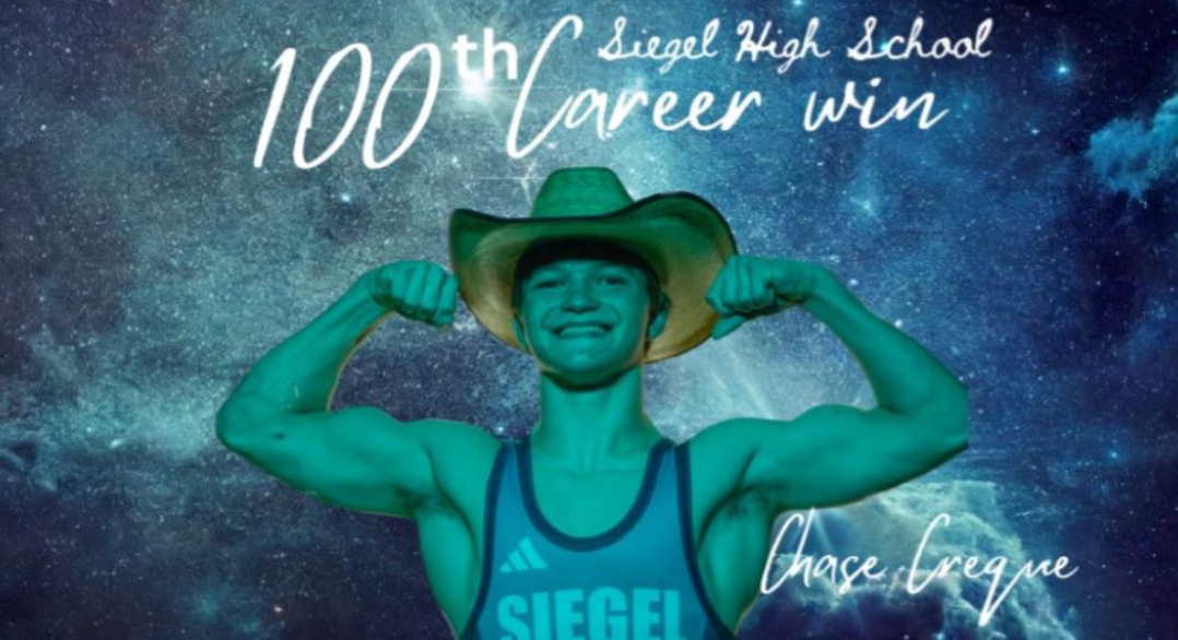 Congrats to Chase Creque for his 100th win becoming the 5th all time Siegel Wrestler in Career Wins!! #SWFL #SiegelStrong #StarsLeadTheWay #100Wins @SiegelAthletics @SeWrestle @StarsWCTN