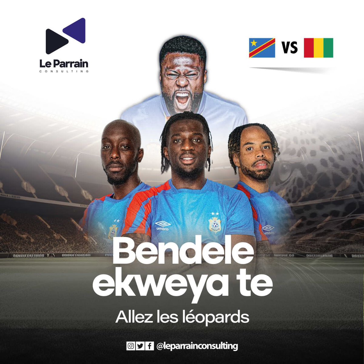 JaellaJaja's tweet photo. Allez-y les léopards 🐆🇨🇩🇨🇩+243 c’est la base bendele ekweya te #CAN2023 #FatshiPresident #leopards https://t.co/UrcVyps9Fn