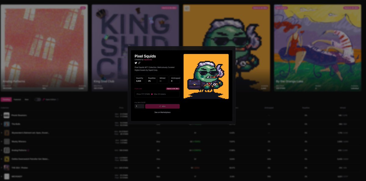 I'm ready for the <a href="/PixelSquids/">pisq</a> mint at 2pm EST.

If you want one, get your 777 $STARS ready. Word is, you could get something extra using @Leap_Cosmos instead of @KeplrWallet.

#CosmosEcosystem #NFTs