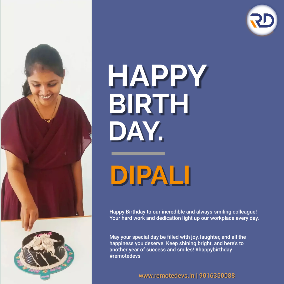 rd_infotech's tweet image. 🎊Wishing you a fantastic birthday! Dipali🎂🎉💐May this year bring you success, joy, and memorable moments. Your hard work and dedication are truly appreciated. #HappyBirthday #birthdaycelebration #RemoteDevs #RemoteDevsFamily #TYPO3 #WordPress #wesitedesign
