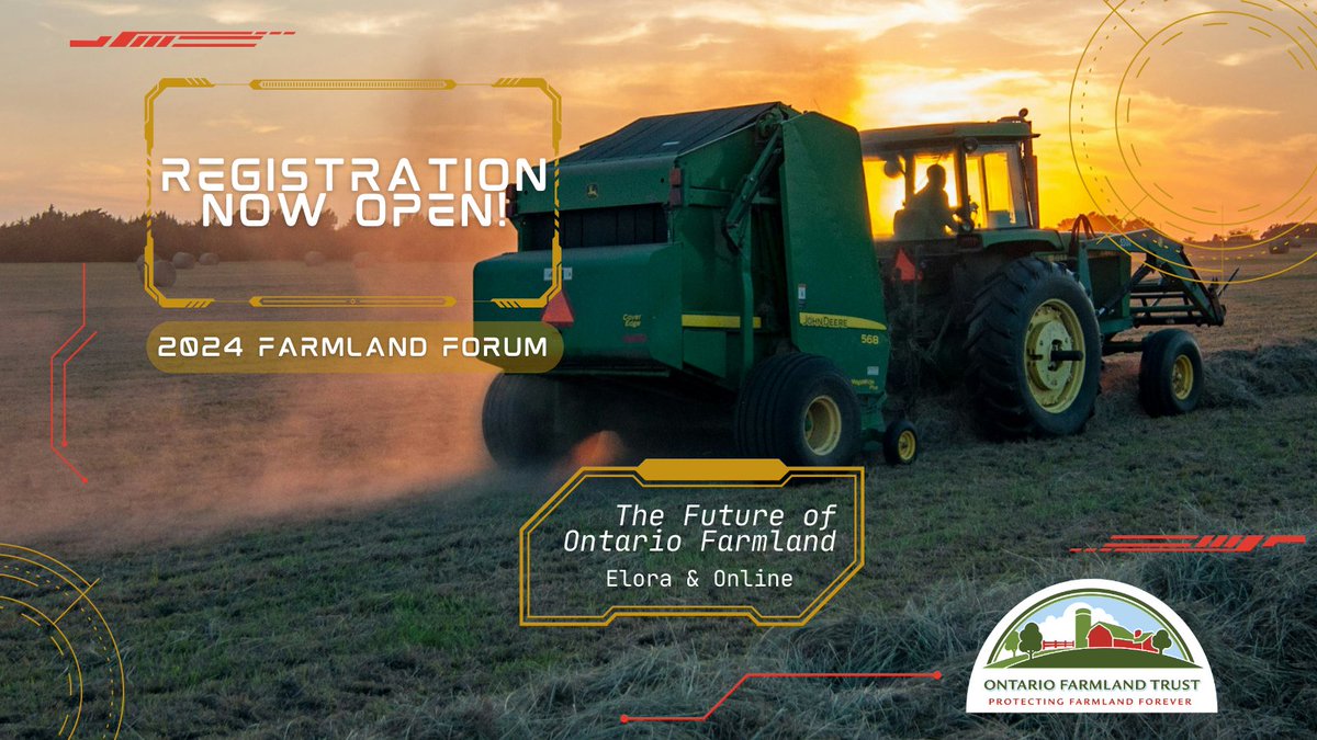 ONFarmlandTrust's tweet image. 📢 Registration is now OPEN for the #2024FarmlandForum: "The Future of Ontario Farmland." 📢 The Forum will examine today’s most pressing challenges of farmland preservation. Come listen, discuss, &amp;amp; network! For more info &amp;amp; to register, visit: ontariofarmlandtrust.ca/forum/ 
#ontag