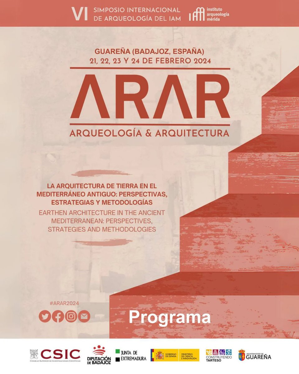 ¡Llega el congreso ARAR 2024! 🌟
➡️ Del 21 al 24 de febrero, en la casa de cultura de Guareña 

Puedes apuntarte mandando un correo a secretaria.arar@gmail.com con tus datos y los días que vas a asistir. Entrada gratuita.

Programa completo 🔗 construyendotarteso.com/es/congreso-ar…