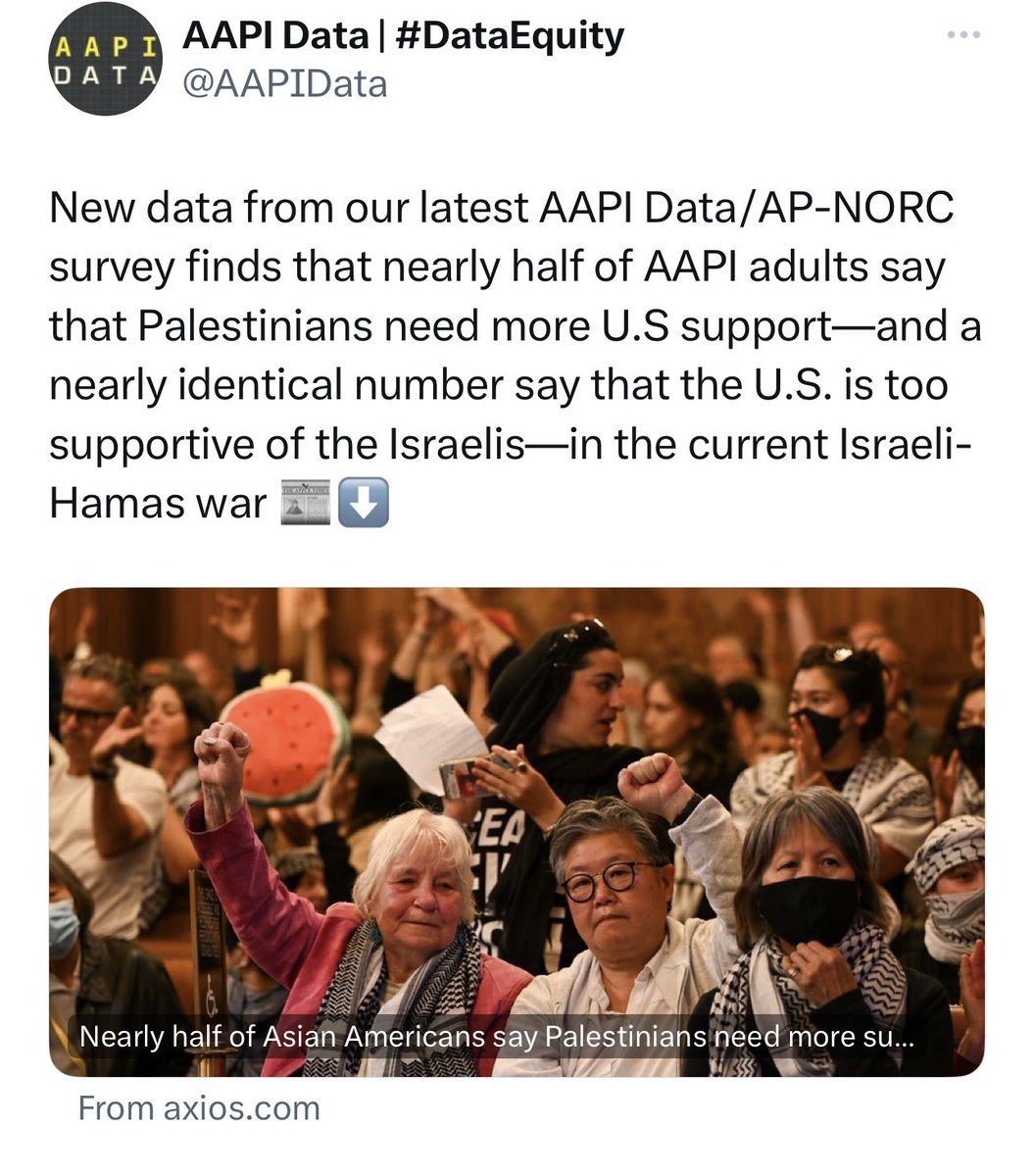 New data on views of AAPI on US support for Palestine and Israel by @ProfJanelleWong