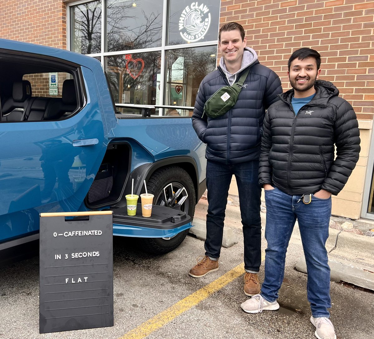 Rivian is in the house! And outside! Customers already taking test drives. Come on by and check out these vehicles! 🚙☕️#rivianchicagopopup #glenview #glenviewgrind #rivianofficial