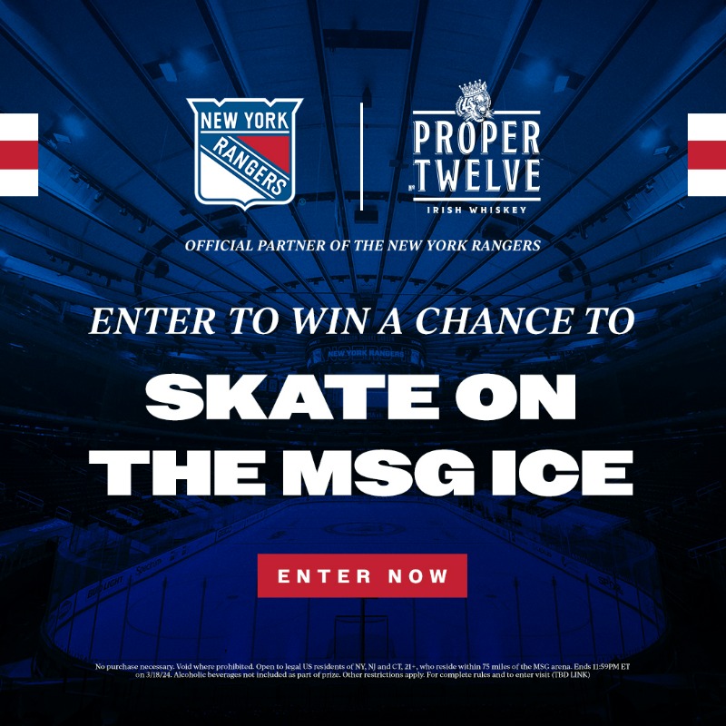 NYRangers's tweet photo. Enter to win a chance to skate on the MSG ice and tickets to the Rangers vs Devils game on April 3rd.