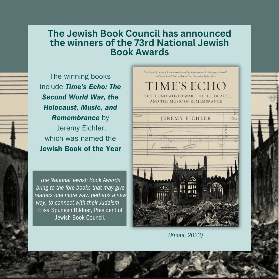 tanenbaumbooks's tweet photo. The winners of the 73rd National Jewish Book Awards have been announced, with TIME’S ECHO named Jewish Book of the Year. https://t.co/YmxJUF6Fvy