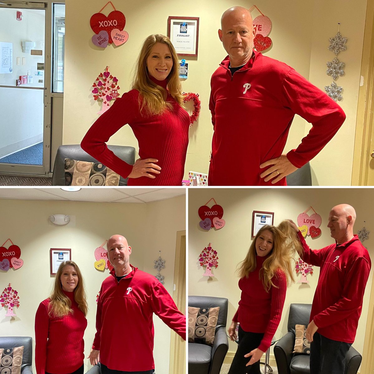 Magic983's tweet photo. Today is #WearRedDay ! Join Joel, Maryann, and all of us at Magic 98.3 by wearing red in the fight against heart disease and stroke in women, and show your support to @AHANewJersey
 #NJGoRed https://t.co/KL0MEmO0Pc