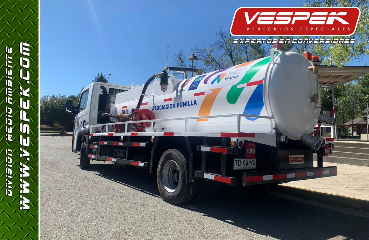 Vespek_'s tweet photo. Tenemos el agrado de presentarles nuestro segundo Camión Limpia Fosas entregado a la @SanFabian_ a través de la asociación de  Municipalidades del Punilla , cuenta con una capacidad de 5.000 litros local le permite limpiar y desobstruir lugares de difícil acceso. https://t.co/OiUaUX1OgE