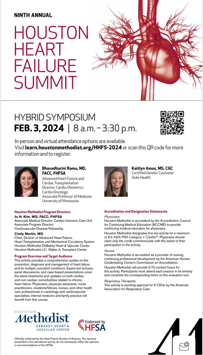 Ju Kim (@jukimmd) on Twitter photo I’m excited to invite you to the 9th Annual Houston Heart Failure Summit! Join us Saturday, 2/3/24 at <a href="/MethodistHosp/">Houston Methodist</a> or online. We are thrilled to have <a href="/DhariniRamu/">Dharini Ramu</a> and <a href="/kamos16/">Kaitlyn Amos</a> as guest speakers reviewing the role of genetics in heart failure evaluation. I’m excited to invite you to the 9th Annual Houston Heart Failure Summit! Join us Saturday, 2/3/24 at <a href="/MethodistHosp/">Houston Methodist</a> or online. We are thrilled to have <a href="/DhariniRamu/">Dharini Ramu</a> and <a href="/kamos16/">Kaitlyn Amos</a> as guest speakers reviewing the role of genetics in heart failure evaluation.