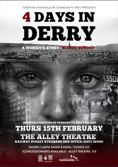 We are delighted to announce that due to popular demand, 4 Days in Derry will now be showing a second night at the Alley Theatre on Friday 16th February! Find out more and book now: pulse.ly/4asql5be3l