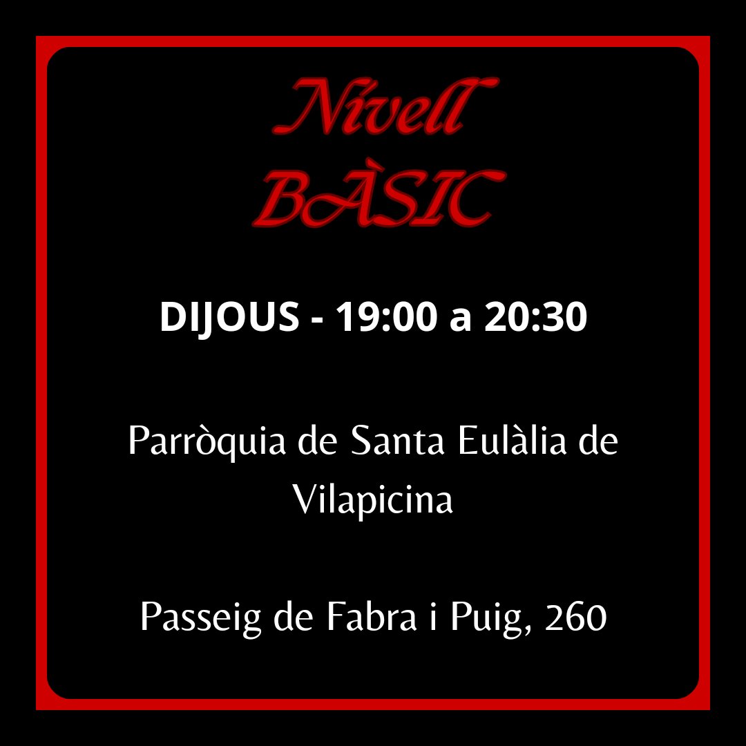 cordecors's tweet photo. Nivell bàsic

Dijous de 19:00h a 20:30h:
Parròquia de Santa Eulàlia de Vilapicina
Passeig de Fabra i Puig, 260

METRO: L5 Virrei Amat

BUS: D40, D50, H6, V27, 132, 34

Contacte amb nosaltres:
691 81 07 53
cordecors.redes@gmail.com https://t.co/EwZGavvKiq