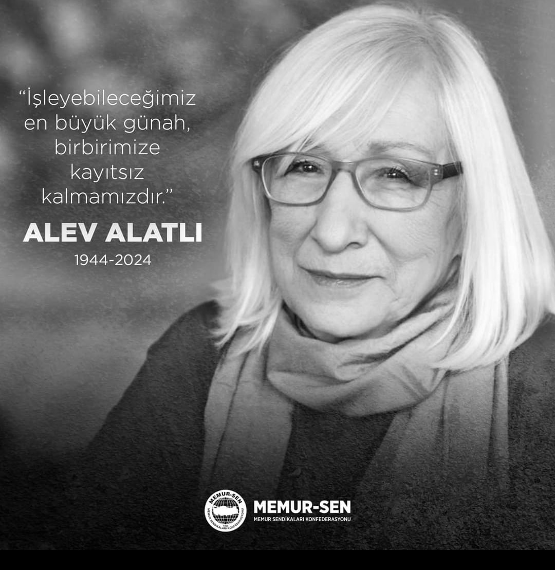 Ebediyete irtihal eden, ülkemizin yetiştirdiği değerli fikir insanı mütefekkir, yazar Alev Alatlı'ya Allah'tan rahmet, yakınlarına başsağlığı diliyoruz.