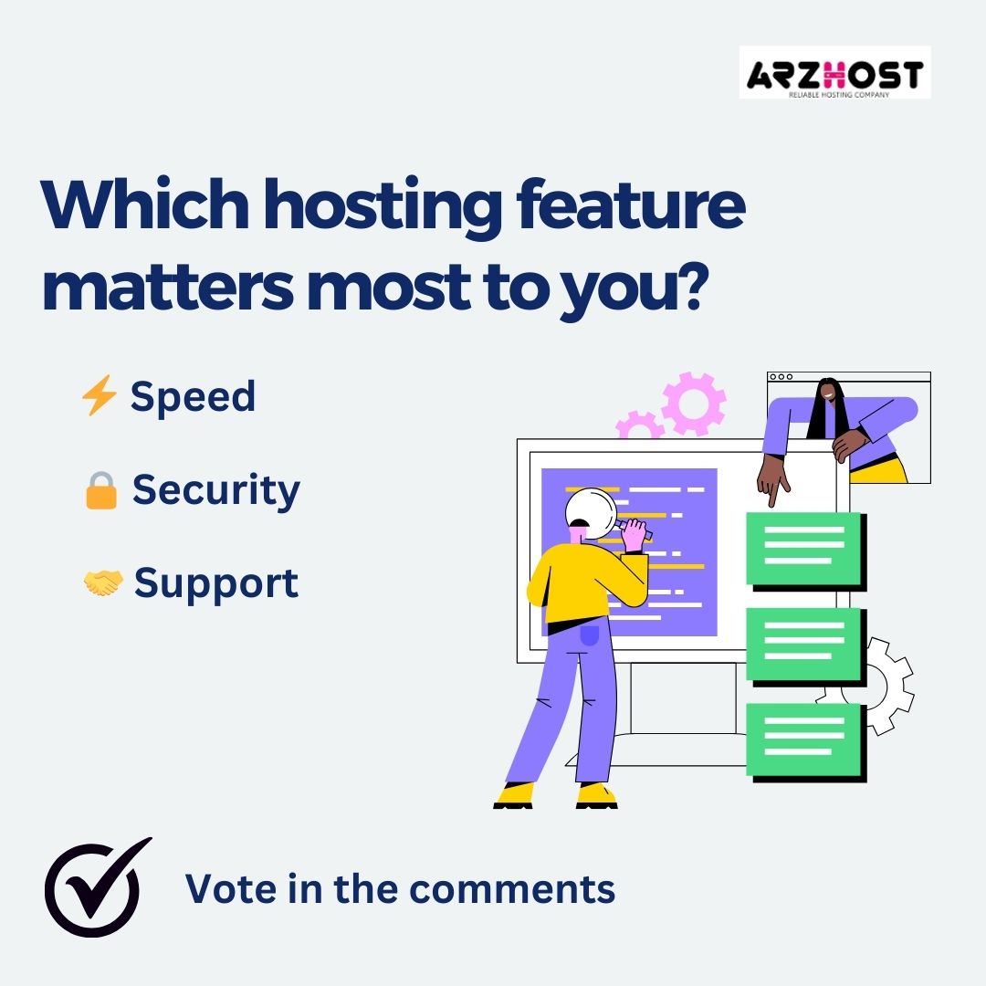 ArzHost's tweet photo. At Arz Host, we believe in tailoring our services to meet your priorities. Let's spark a conversation about what truly powers your online journey! 💻✨ #HostingPreferences #ArzHostOpinions https://t.co/QCjemkLAi5