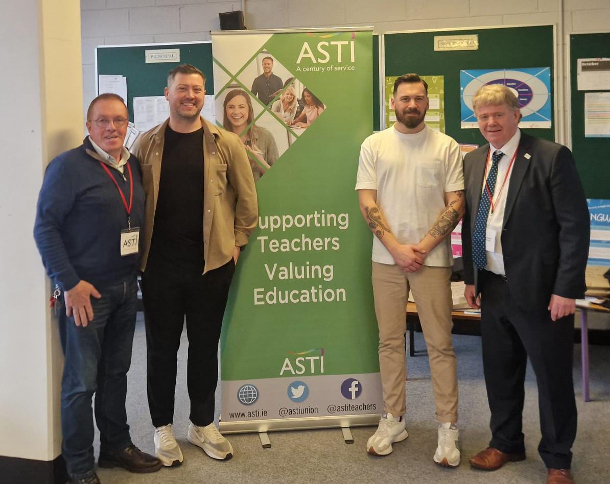 ASTI (@astiunion) on Twitter photo Pictured below Michael McGrath, ASTI Honorary National Organiser, David Murphy, Region 13 Standing Committee Rep, Aaron Ó Maonaigh, ASTI School Steward and Donal Cremin, ASTI Vice President during a school visit to Killinarden Community School today <a href="/Killinardencs82/">Killinarden Community School</a> Pictured below Michael McGrath, ASTI Honorary National Organiser, David Murphy, Region 13 Standing Committee Rep, Aaron Ó Maonaigh, ASTI School Steward and Donal Cremin, ASTI Vice President during a school visit to Killinarden Community School today <a href="/Killinardencs82/">Killinarden Community School</a>