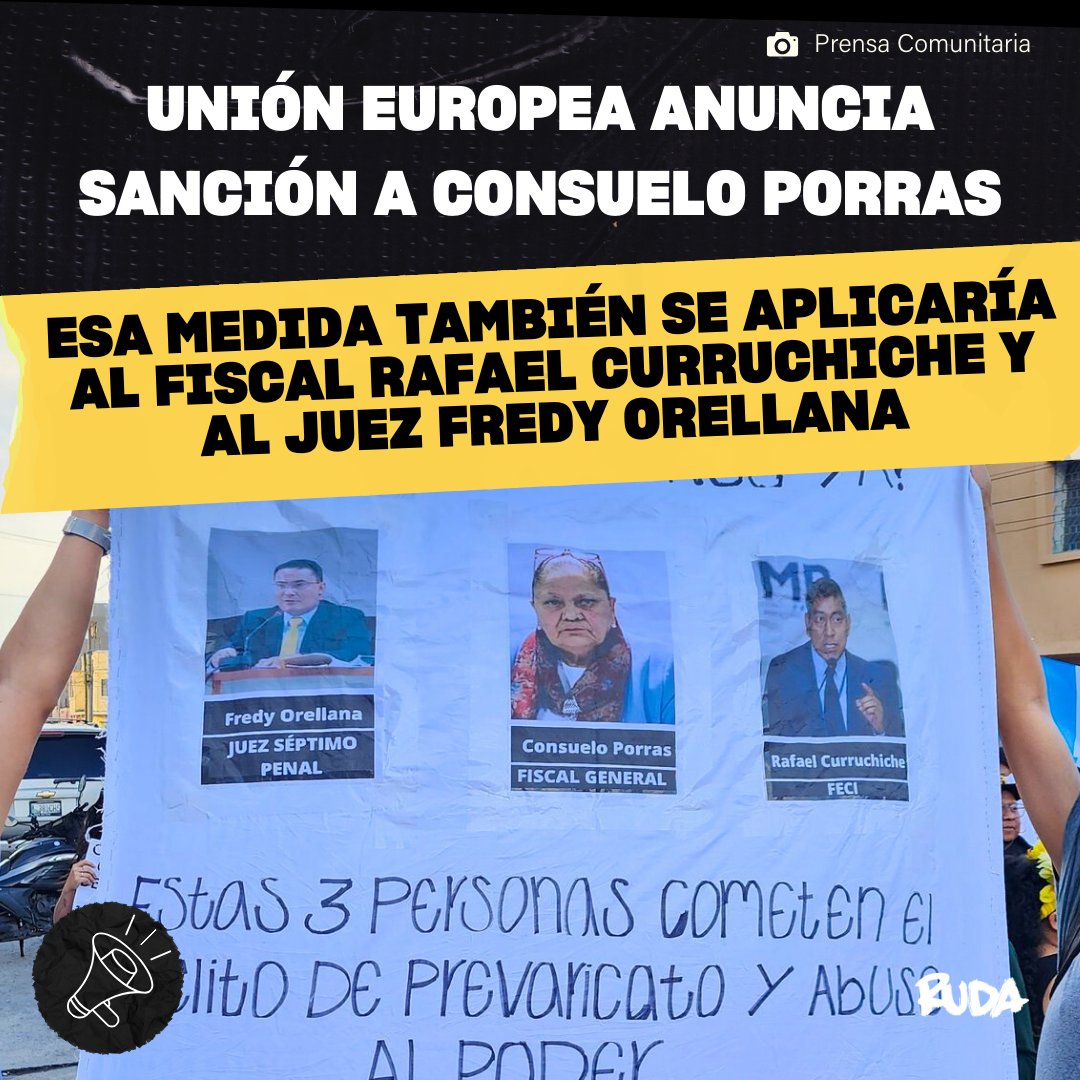 Ruda (@ruda_gt) on Twitter photo 🚨#URGENTE La sanción incluye la restricción de ingreso y bloqueo de cuentas para la jefa del <a href="/MPguatemala/">MP de Guatemala</a>, Ángel Pineda, Rafael Curruchiche, Leonor Morales y el juez Fredy Orellana.
“Las acciones que socavan la democracia y el Estado de Derecho no son ignoradas”, indica la UE 🚨#URGENTE La sanción incluye la restricción de ingreso y bloqueo de cuentas para la jefa del <a href="/MPguatemala/">MP de Guatemala</a>, Ángel Pineda, Rafael Curruchiche, Leonor Morales y el juez Fredy Orellana.
“Las acciones que socavan la democracia y el Estado de Derecho no son ignoradas”, indica la UE