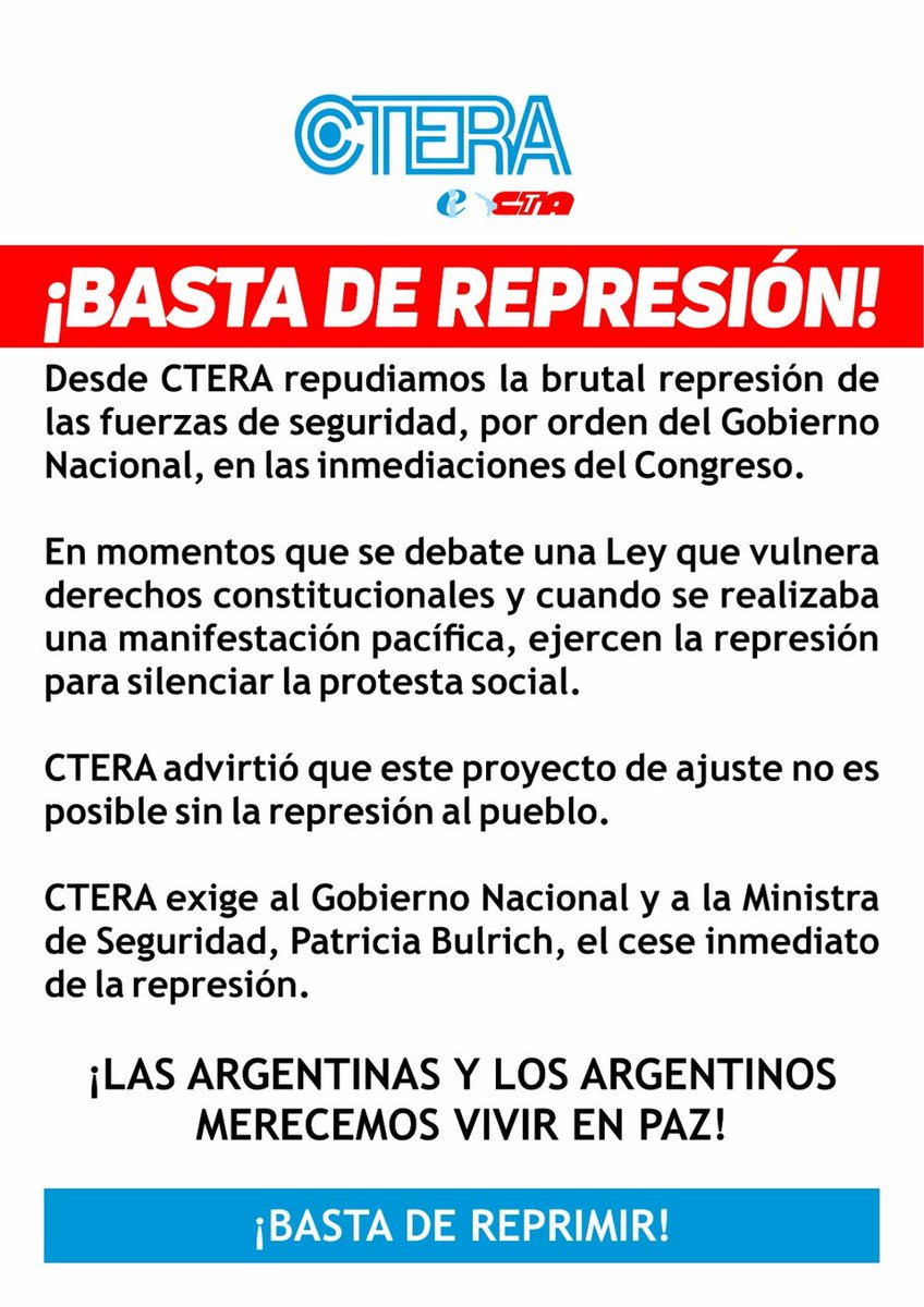 josem_rojo's tweet photo. #NoALaLeyOmnibus 
#NoALaRepresion #NoALasFacultadesDelegadas 
Basta de reprimir https://t.co/cGmdF3JTq6