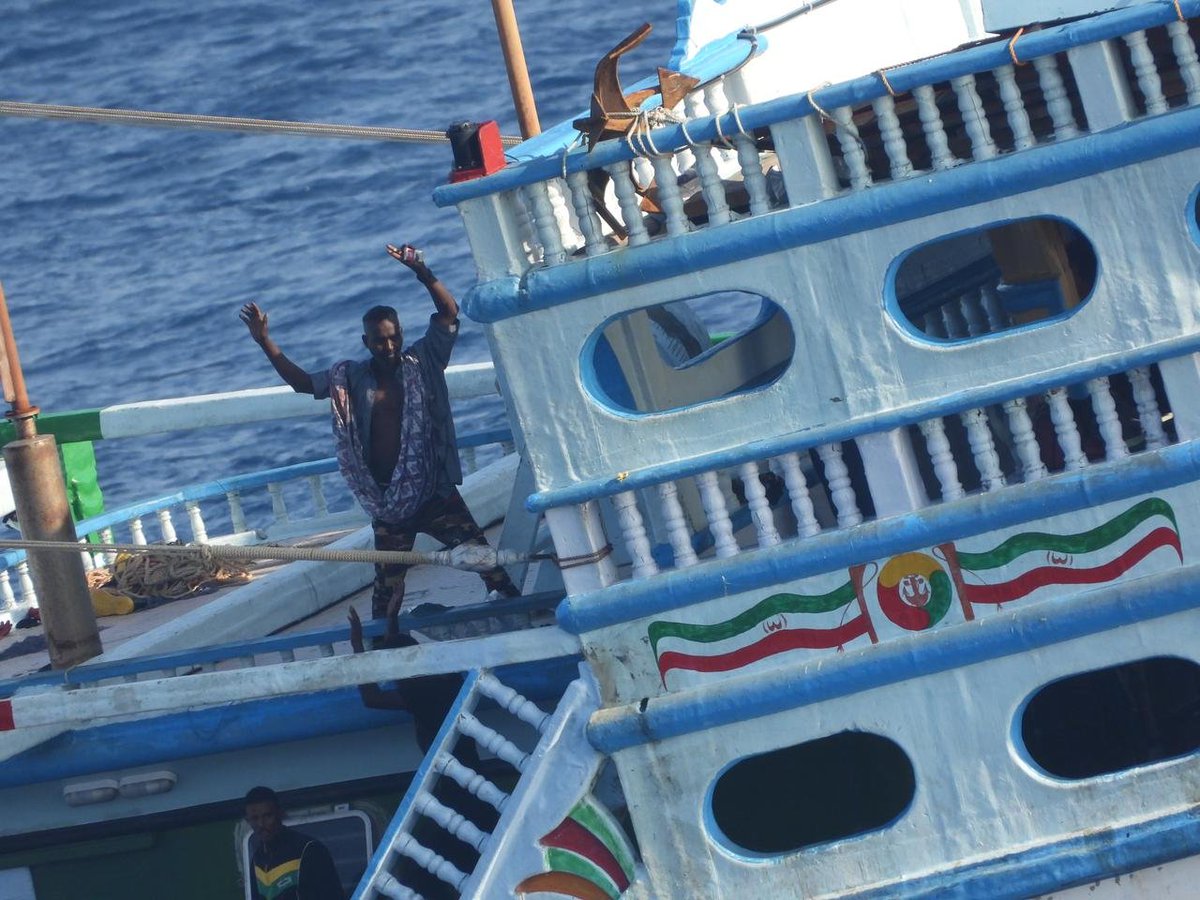 proshillong's tweet photo. #IndianNavy foils another #piracy attempt along East coast of #Somalia. Info on Piracy attempt on #FVOmari -31 Jan 24. Located successfully by 🇮🇳Naval RPA in the area  #INSSharada on anti-piracy mission diverted to intercept, ensures release of the crew along with the boat. https://t.co/fvQuS51TkG
