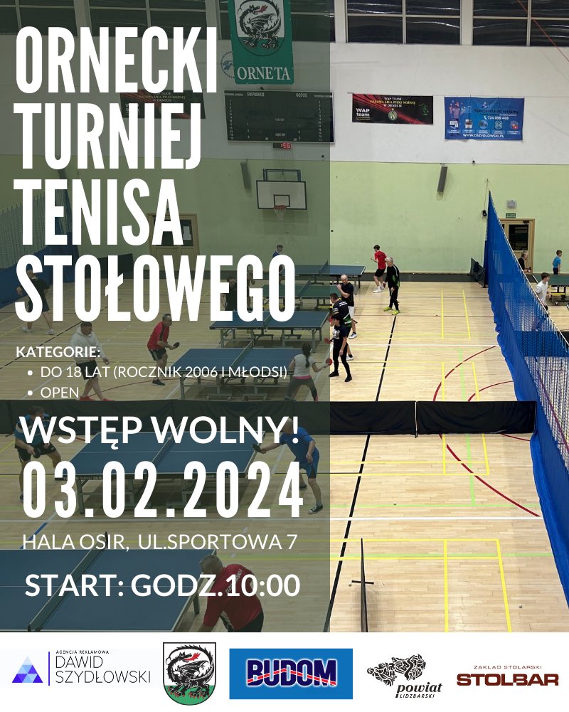 w_chrzaszczu's tweet photo. Jutro…zapraszam do Ornety na partyjkę 🏓🏓🏓

Będzie dobra zabawa, kawa, herbata, ciastko 🍰🫖🍪 Wpadajcie na Sportową 7 😁 https://t.co/6IiwToZLvf