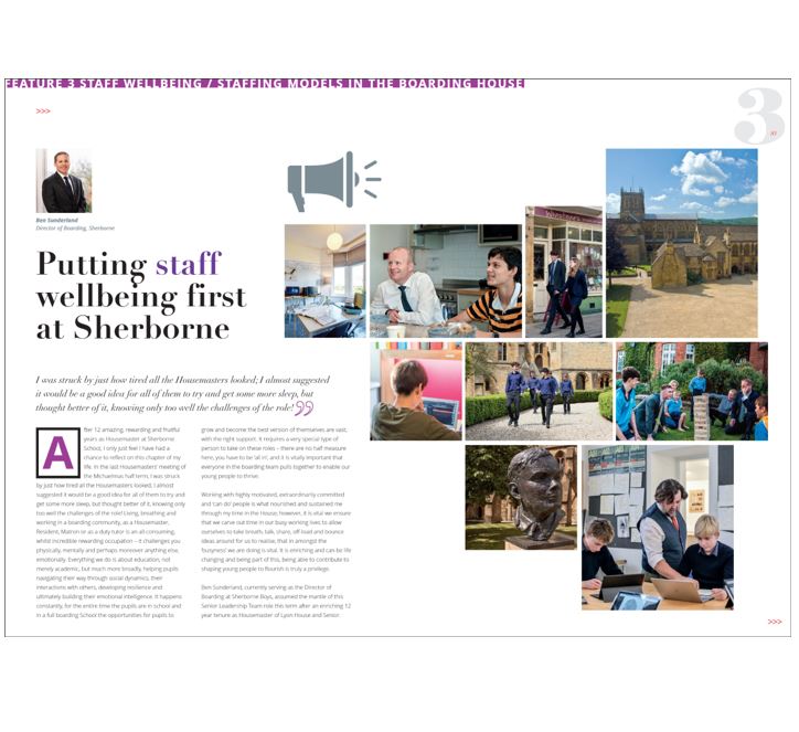 SherborneSchool's tweet photo. We are delighted to see the article written by Ben Sunderland, our Director of Boarding in the @BSAboarding Magazine. Mr Sunderland describes the importance of staff wellbeing within the Boarding Houses:
https://t.co/hKsqV7S9U1 (page 85)
#Sherborne #FullBoarding https://t.co/2UGWUm0qzB