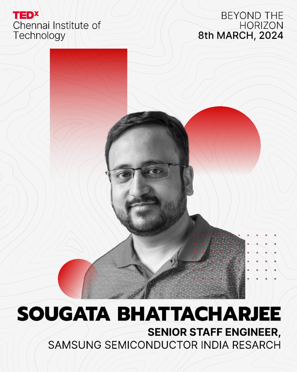 tedxcitchennai's tweet photo. Join Mr. Sougata Bhattacharjee, a Senior Staff Manager at Samsung and is also an active member of “CRY - Child Rights and You”, on March 8th at TEDxChennai Institute Of Technology, as we explore through the unbounded realm of Technology, Education and Design.
#TEDX #tedtalks #Mar https://t.co/lbFrS85Mhq