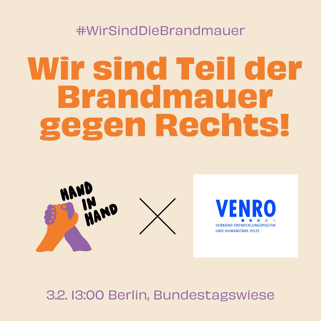 venro_eV's tweet photo. Morgen, 13 Uhr, Bundestagswiese: #WirSindDieBrandmauer 

Bereits um 12 Uhr findet ein kurzes entwicklungspolitisches Auftaktprogramm an den Containern direkt vor dem Reichstag statt, zu dem wir alle interessierten Mitstreiter_innen herzlich einladen. #HandinHand https://t.co/AF6g3prhso