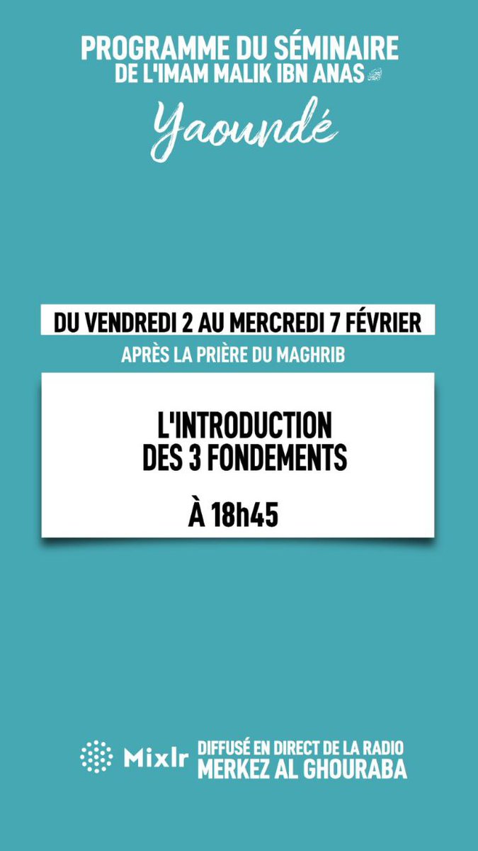 al_ghouraba's tweet photo. 📌Changement de programme 
Aujourd'hui 

🕑18h45
📖L'introduction des trois fondements 

🎙Intervenant : Youssouf Abou Abdrazzaq 

📡DIFFUSION EN DIRECT SUR :
https://t.co/8ree2DZH0j https://t.co/o5fTWtNlSm