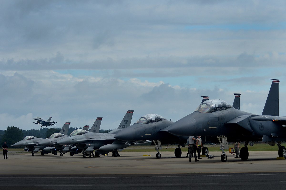 Spangdahlem Air Base (@spangdahlem_ab) on Twitter photo #FlightlineFriday! 🛩️
For this week's post, we have some awesome images taken during a flying training exercise <a href="/48FighterWing/">RAF Lakenheath</a>, England, July 2017. Eighteen F-16 Fighting Falcon aircraft and more than 260 Airmen from #SaberNation deployed in support of the exercise.
#ReadyAF #FlightlineFriday! 🛩️
For this week's post, we have some awesome images taken during a flying training exercise <a href="/48FighterWing/">RAF Lakenheath</a>, England, July 2017. Eighteen F-16 Fighting Falcon aircraft and more than 260 Airmen from #SaberNation deployed in support of the exercise.
#ReadyAF
