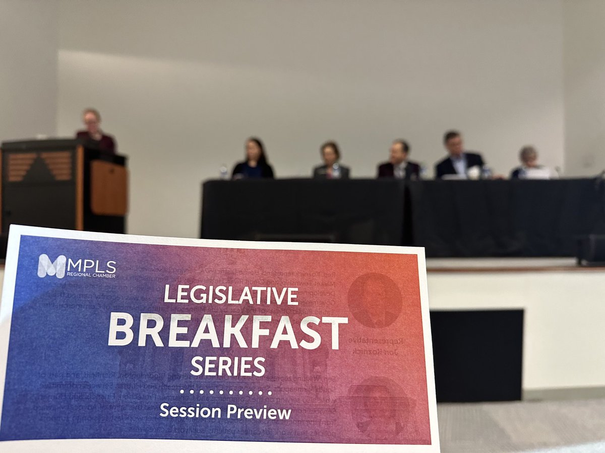 MplsChamber's tweet image. The first @MplsChamber Legislative Breakfast of the year is underway! Thank you to Sen. @mhwiklund, Rep. @Jonkoznick, Sen. @EricPrattMN &amp;amp; Sen. Ann Rest for joining us and @toreyvanoot of @axios for moderating. #LegislativeBreakfast #mnleg