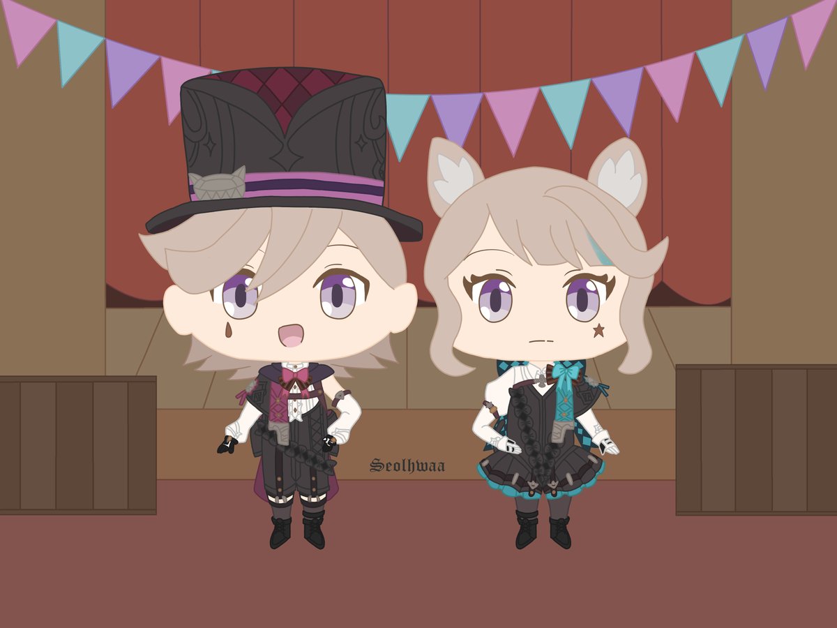 seolhwaa_'s tweet photo. Happy Birthday #Lyney and #Lynette ! 🩷💚 #GenshinImpact https://t.co/c3DGMy8Psz