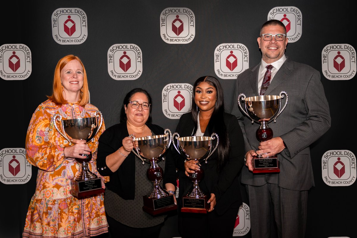 Last night, @pbcsd recognized 16 individuals for their dedication to our students. Congrats to the winners: Doris Cabrera-Jerez, Katie Judge, Jamie Evans, and Scott McNichols! 🎉👏 #EducationMatters #CommunityLeaders #HonoringExcellence #EFPBC #YOUREducationFoundation