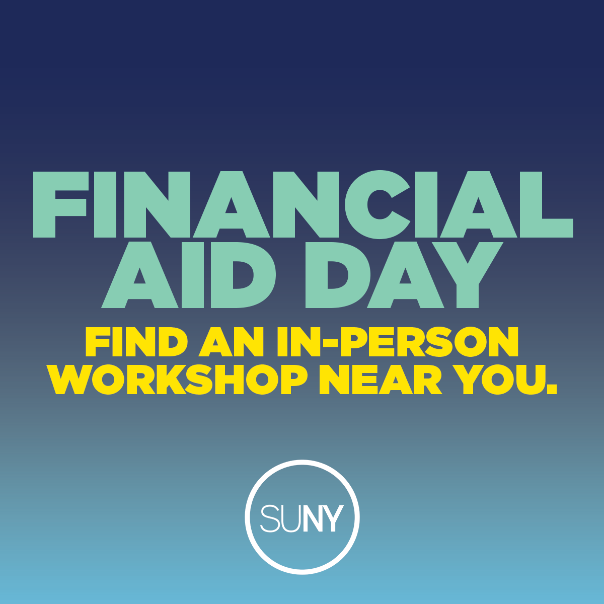 Coming soon to a SUNY campus near you: FINANCIAL AID DAYS! Join us at your favorite campus to get all your questions surrounding financial aid answered!
engage.suny.edu/portal/financi…