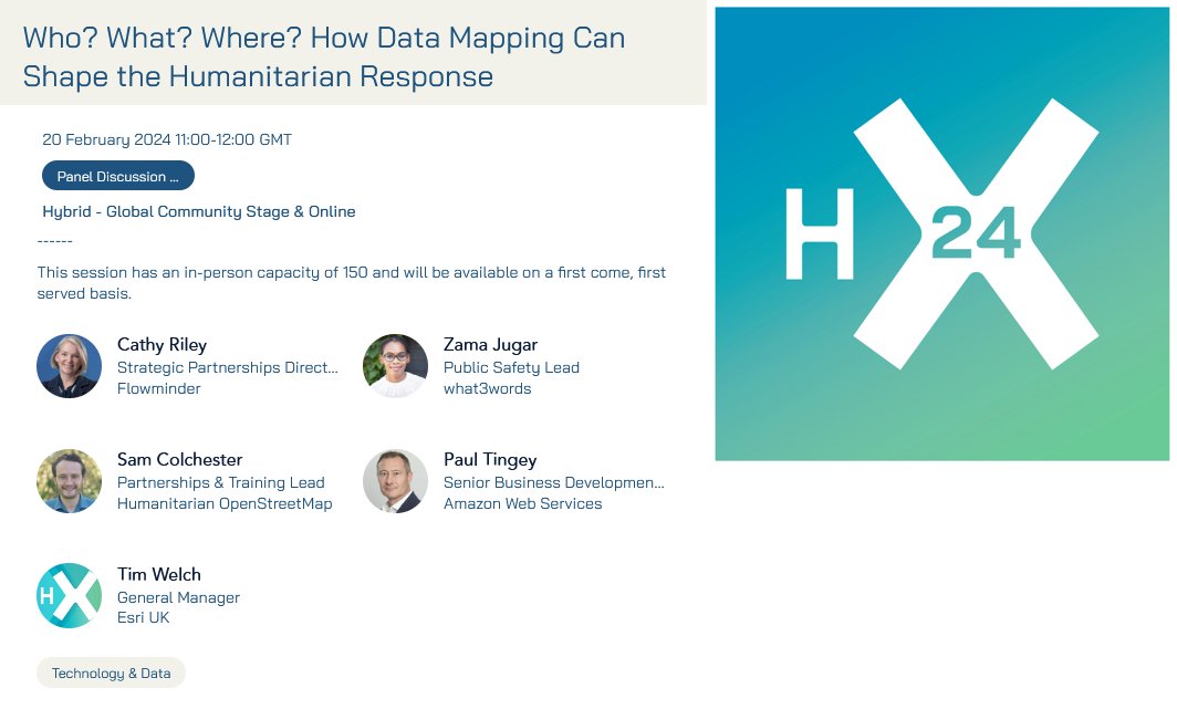 We're looking forward to this #HX24 panel discussion on #data4good. Join us to hear about how we can support decision-making for humanitarian action through resource allocation optimisation & population mobility insights. 🗓️ 20 Feb, 11am 📍 London/online humanitarianxchange.org