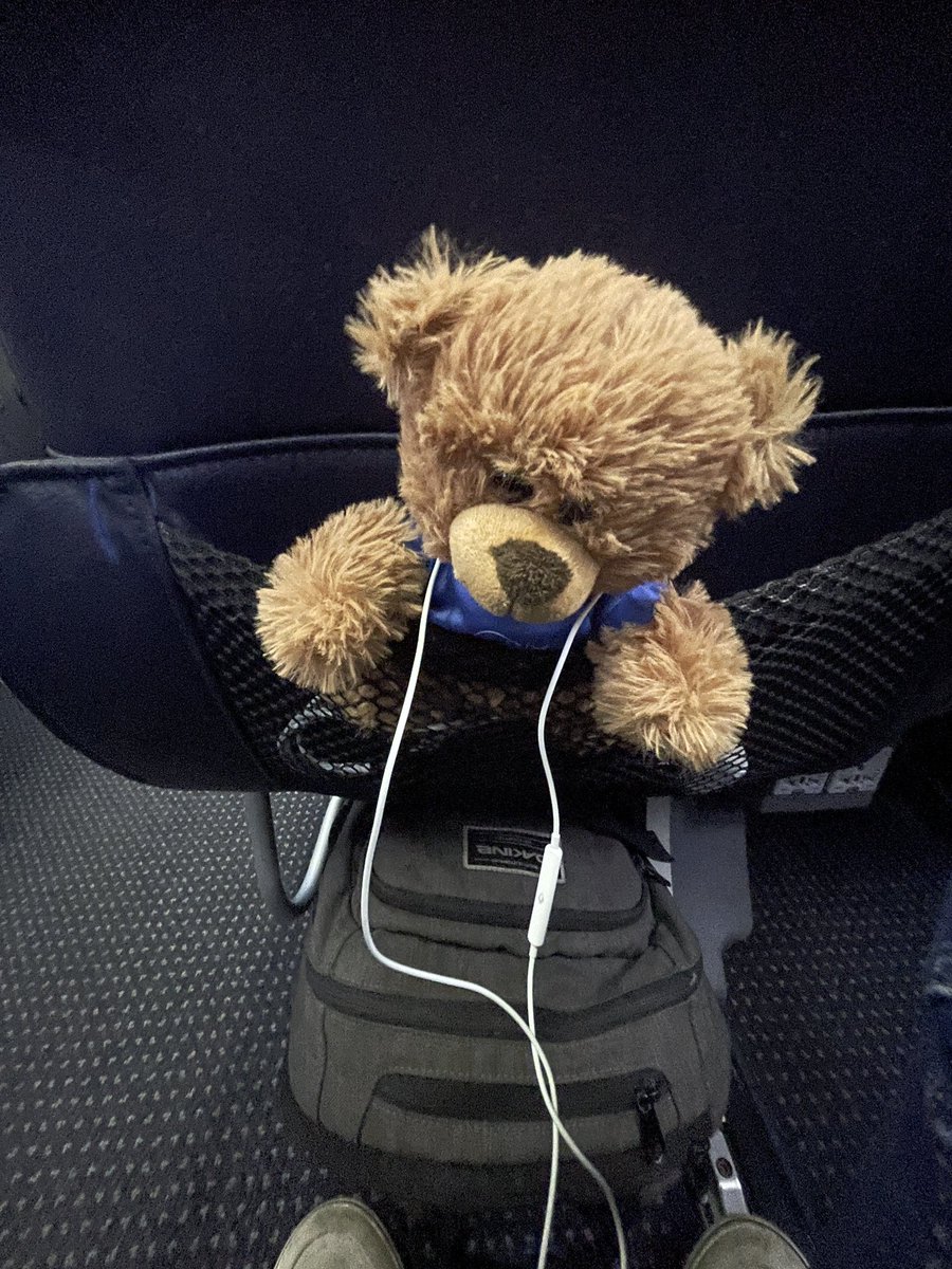 Carlos is listening to the Gorillas song Cracker Island as he readies for wheels up 🛫 to #TCEA 2 hours 21 minutes to get to Austin! #iiQSharetheBear