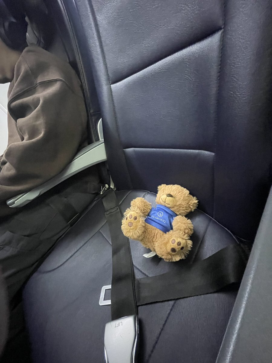 No middle passenger? Carlos now owns the middle seat (22E)! Carlos rides In Style! #iiQSharetheBear #TCEA @AmericanAir