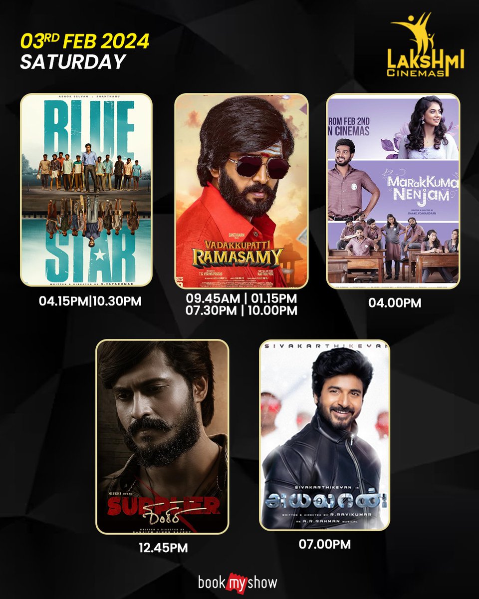 lakshmicinema's tweet photo. Schedule for this weekend. Saturday movies timings at Lakshmi cinemas.
#movies #weekendschedule #lakshmicinemashosur https://t.co/l6rON7ibqI