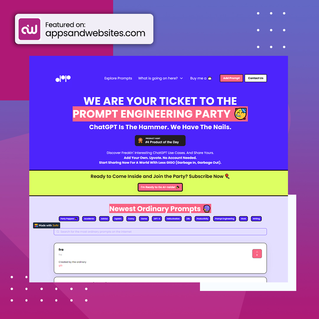 AppsandWebsites's tweet image. 🤖🛣️ Tired of too many choices with AI? Escape the ChatGPT Paradox with Ordinary People Prompts, simplifying Conversational AI for everyone. 🗨️✨ #AIUsability #SimplifiedAI #OrdinaryPeoplePrompts

More awesome AI  tools at: appsandwebsites.com/directory/ai-t…