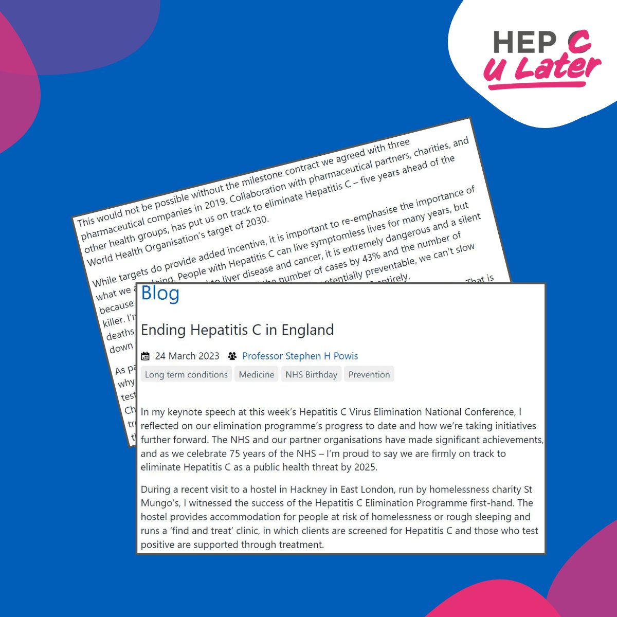 Want to know more about NHS England’s plans to eliminate hepatitis C? 

Then read NHS Medical Director Professor Sir Stephen Powis’s blog on the elimination programme’s progress to date and how their taking initiatives further forward - orlo.uk/CUxGq