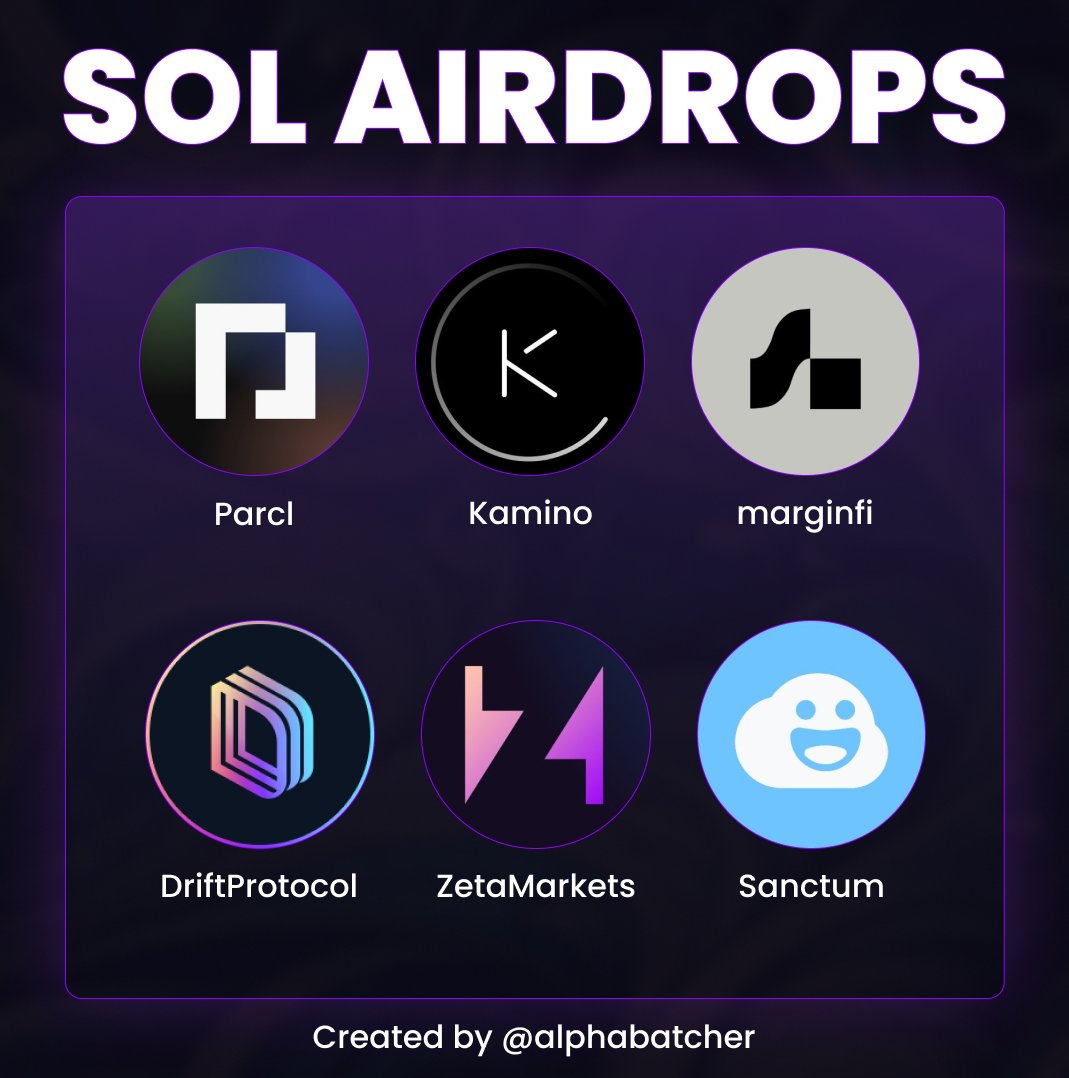 6 confirmed airdrops on Solana!

$JUP &amp; $JTO is only the beginning of Protocol's Airdrops.

I discovered 6 tokenless protocols with Points System🧵👇