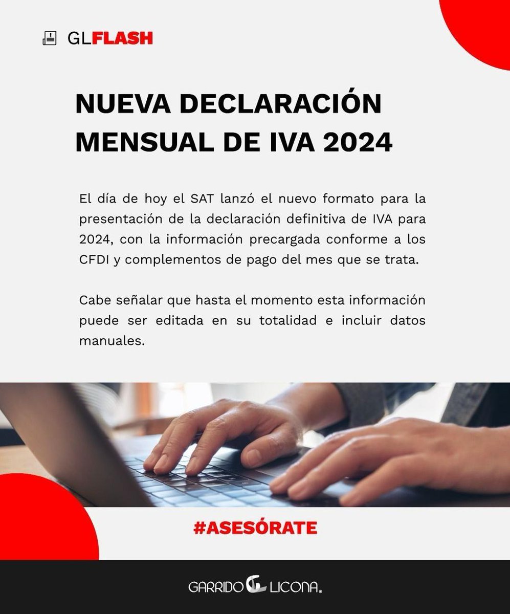 TaxpertsMx's tweet photo. Nueva declaración mensual de IVA 2024.
.
#declaración #SAT #CFDI #IVA https://t.co/OmS0QIDdg3