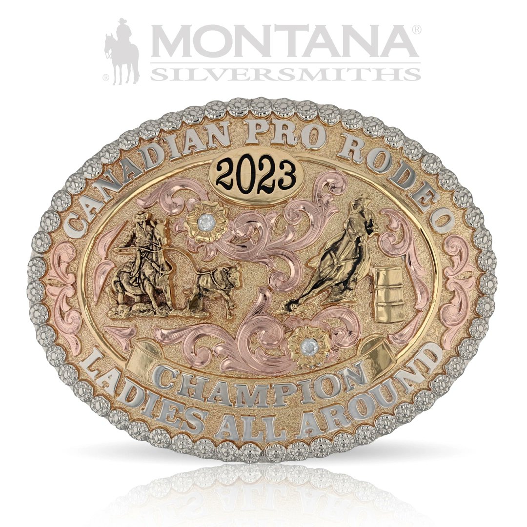 <a href="/prorodeocanada/">Pro Rodeo Canada</a> Thanks to Stephanie Brumfield for her help at <a href="/MTSilversmiths/">Montana Silversmiths</a>, I'm thankful to now make sure the ladies all get to compete for one of these each year. It's proudly sponsored by <a href="/CowboySh_t/">Cowboy Sh!t™️</a> and Everything Cowboy Inc.