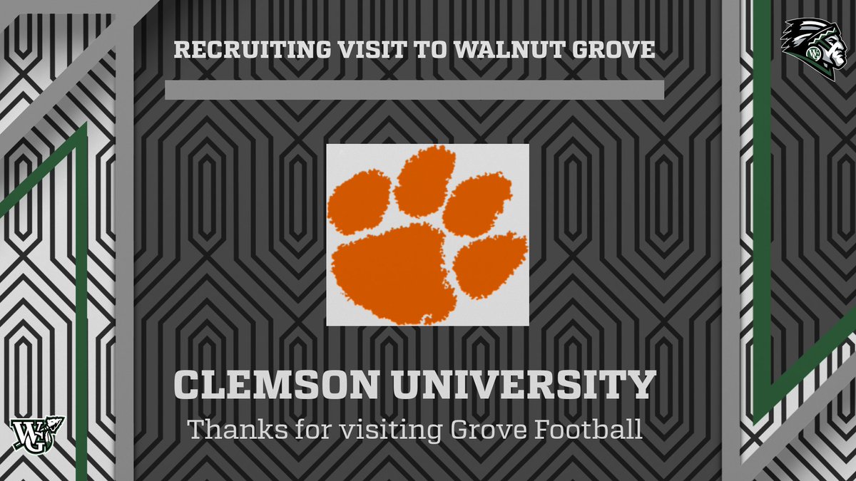 Thanks for @CoachEason1 and Clemson Football for taking time to visit Walnut Grove this morning! #SOUL @coachrobandrews