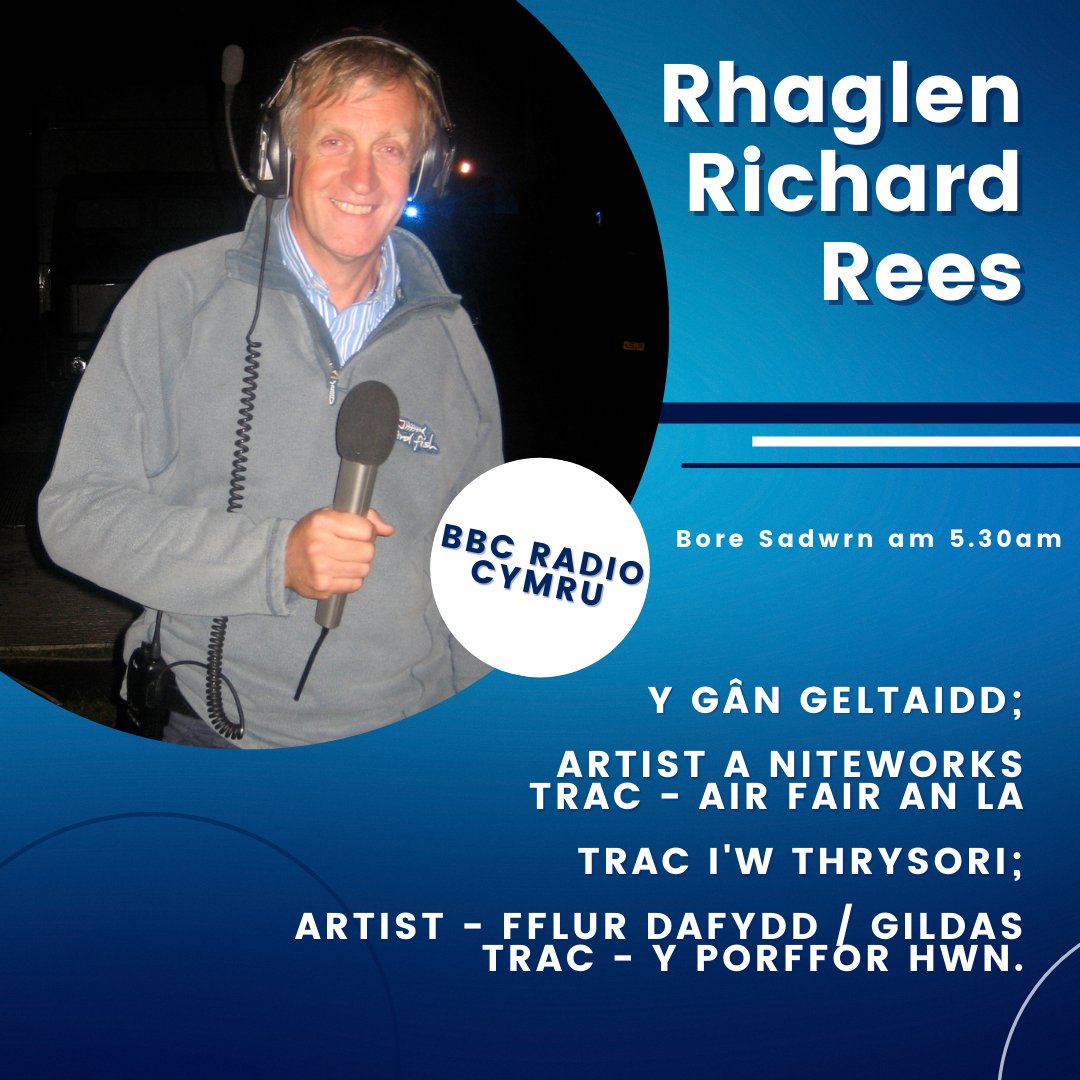 Telesgop (@telesgop) on Twitter photo Ar Raglen Richard Rees bore fory;
- Y Gân Geltaidd gan Niteworks
- A 'Y Porffor Hwn' gan Fflur Dafydd / Gildas
Cofiwch wrando 🎶🎧
📻 <a href="/BBCRadioCymru/">Radio Cymru</a>
⏰ 05:30 Ar Raglen Richard Rees bore fory;
- Y Gân Geltaidd gan Niteworks
- A 'Y Porffor Hwn' gan Fflur Dafydd / Gildas
Cofiwch wrando 🎶🎧
📻 <a href="/BBCRadioCymru/">Radio Cymru</a>
⏰ 05:30