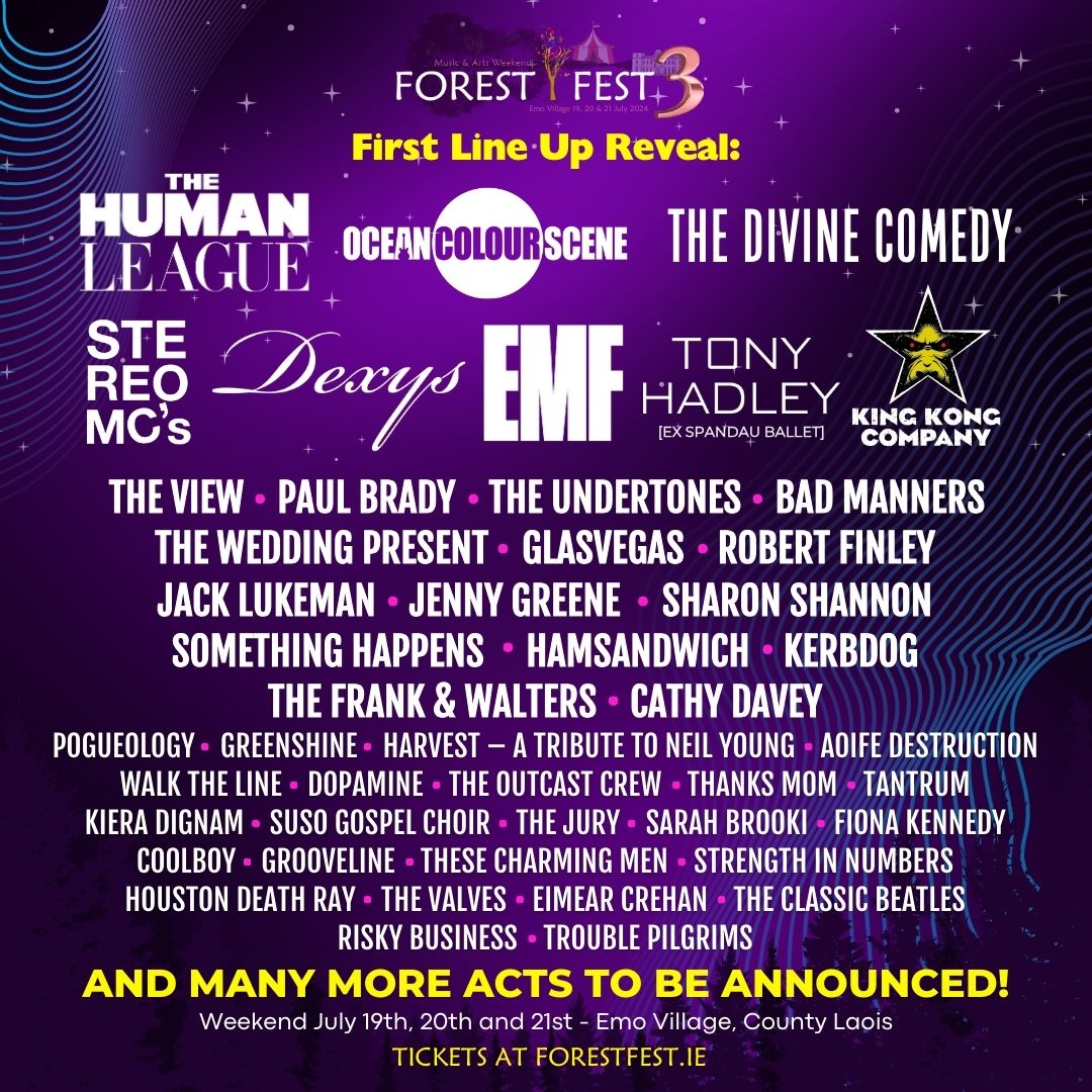 Dexys will be appearing at Forest Fest in County Laois, Ireland this year. Tickets: forestfest.ie