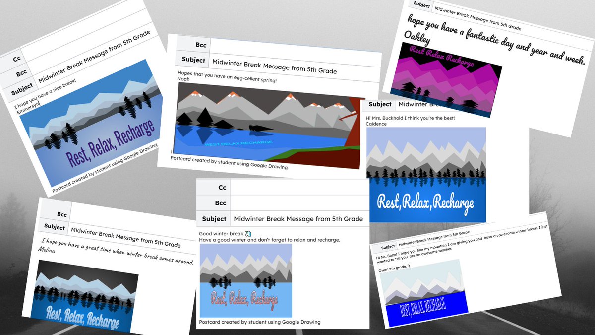 edtechMI's tweet image. Using Inspiration from the @EmmaCottier PD I took. Worked with 5th grade to make Postcards for teachers for Winter Break. Usd #GoogleDrawing and #EmailDrafts with #GoogleDocs